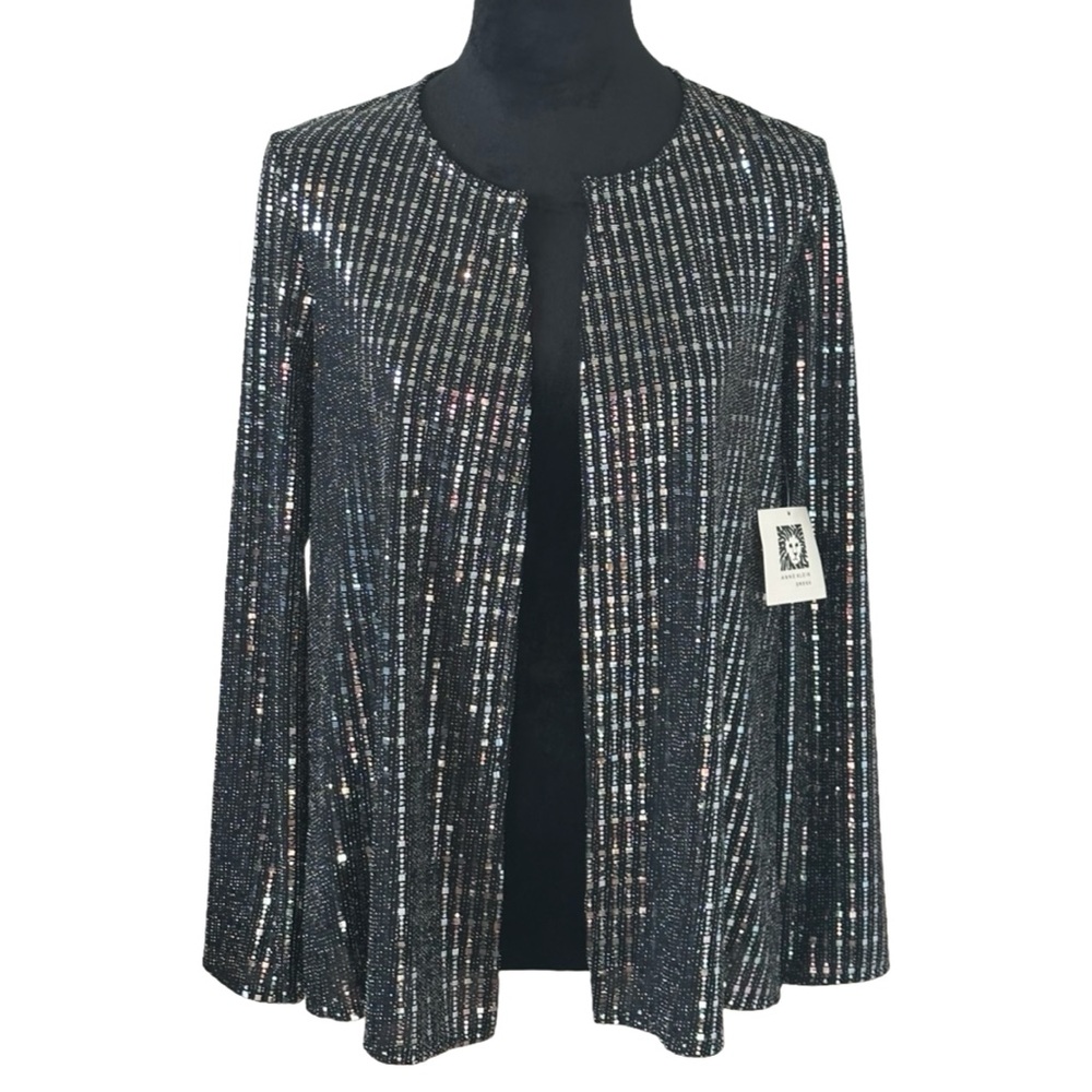 NWT - Anne Klein Open Front Cardigan/Jacket with Silver Accents